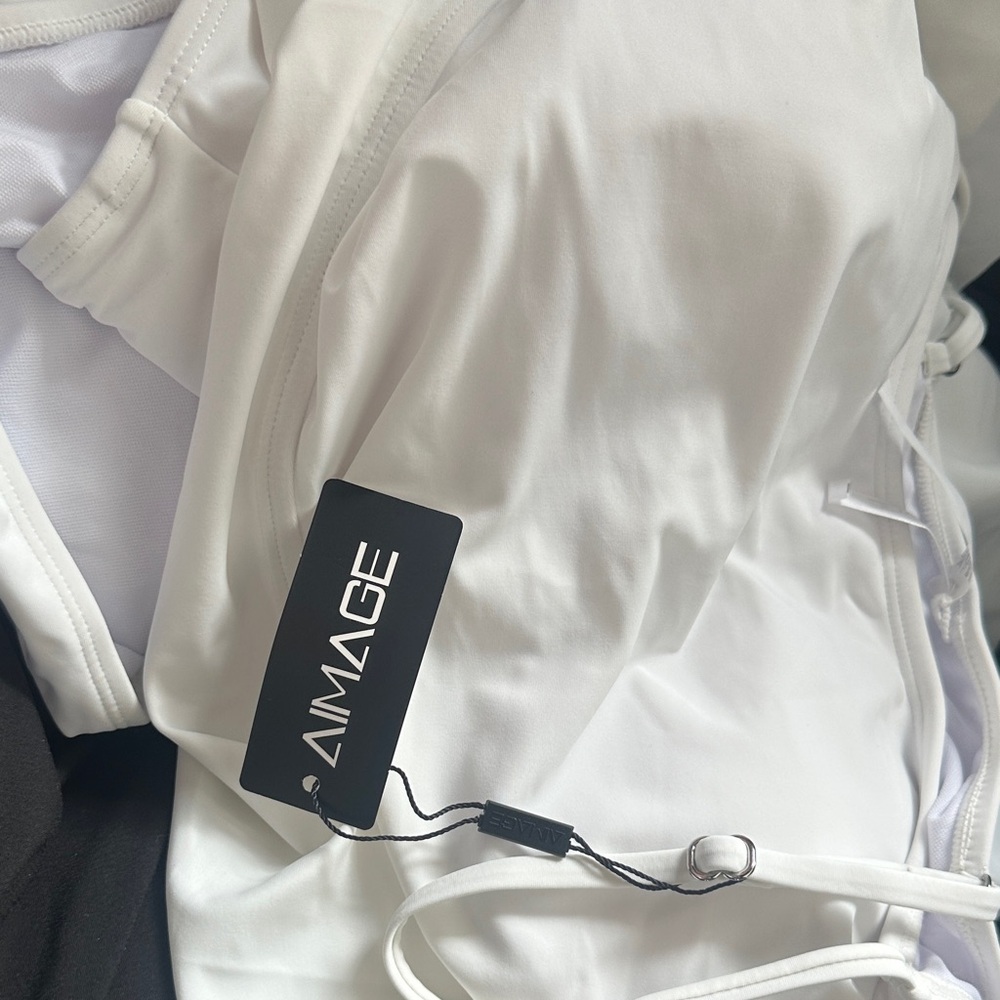 Tummy Control Bathing Suits 2 Piece Swim Dress With Skirt White - Picture 2 of 3